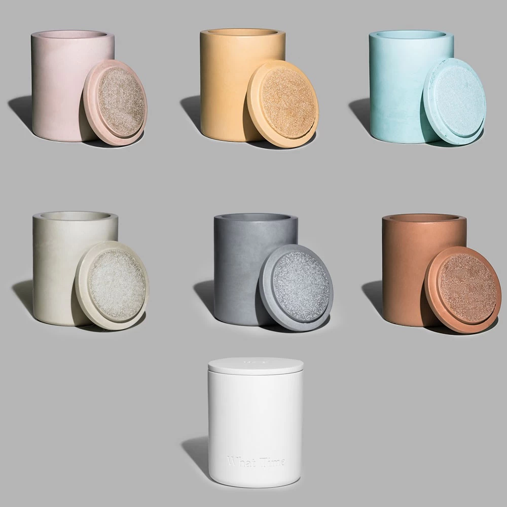Grey Concrete Candle Jar With Lid 11oz